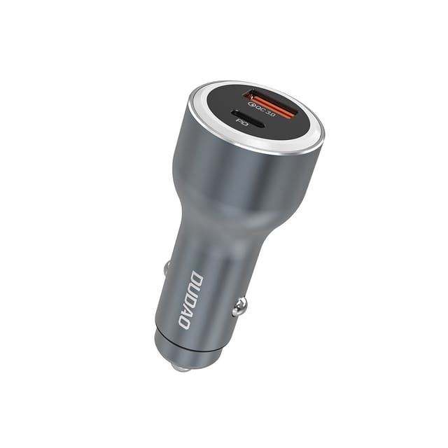 Dudao R4Ultra 120W Power Delivery Quick Charge LED USB-A USB-C Car Charger - Grey