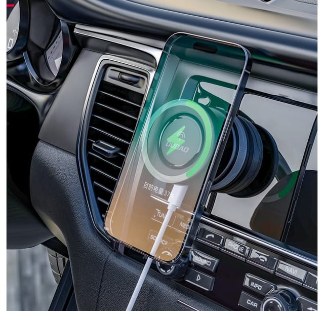 Dudao F24MAX Car Mount with 15W Wireless Charger MagSafe Compatible with Auto Suction Cup - Black