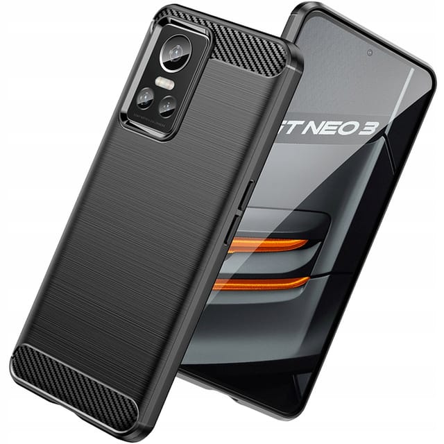 Hurtel Carbon Case for Realme GT Neo 3 Flexible Silicone Carbon Cover Black