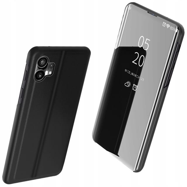 Hurtel Clear View Case for Nothing Phone 1 Flip Case Black