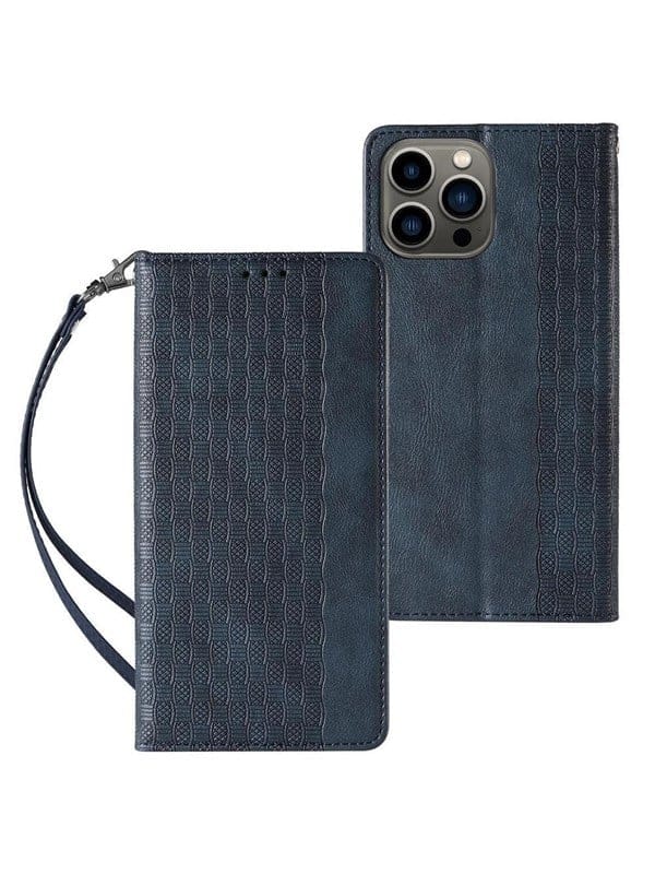 Hurtel Magnet Strap Case Case for Samsung Galaxy S23 Flip Wallet Mini Lanyard Stand Blue