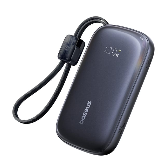 Baseus EnerFill FC21 QPow3 Ultra 10000mAh 22.5W Power Bank with Digital Display and Detachable Cable - Black Powerbank (Akku) - schwarz - 10000 mAh