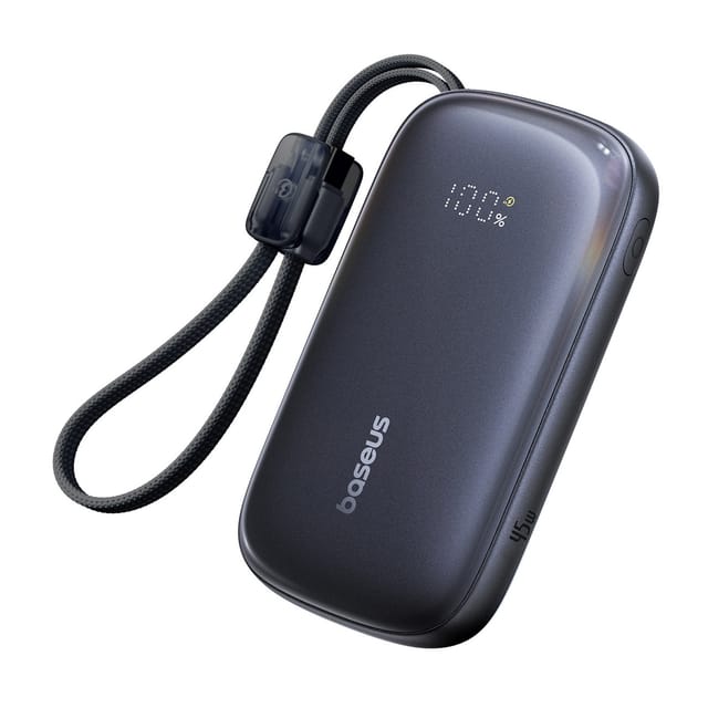 Baseus EnerFill FC21 Qpow 3 Ultra 10000mAh 45W Power Bank with Attached Lanyard Cable - Black Powerbank (Akku) - schwarz - 10000 mAh