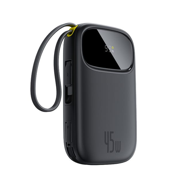Baseus EnerFill FC31 10000mAh 45W Power Bank with USB-C and Lightning Cables - Black Powerbank (Akku) - schwarz - 10000 mAh