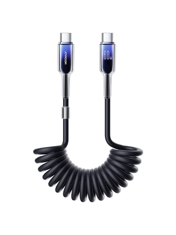 Joyroom S-A43 Crystal-Clear Series 60W USB-C - USB-C spiral cable 1.5m - black