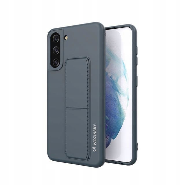 Wozinsky Kickstand Case Silicone Case with Stand Case Samsung Galaxy S21+ 5G Navy Blue