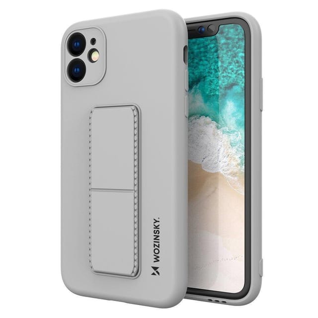 Wozinsky Kickstand Case Silicone Case with Stand Case for Xiaomi Redmi 10X 4G / Xiaomi Redmi Note 9 Grey