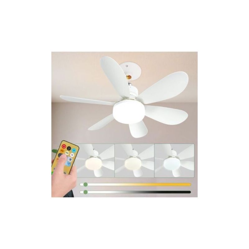 Dbbegk 52 Cm Leiser Deckenventilator Mit Licht Und Fernbedienung, 40 W Deckenventilatorlampe Mit E27-fassung, Dimmbarer Led-deckenventilator Für Schlafzimmer, Wohnzimmer, 3 Geschwindigkeitsstufen, 6 F
