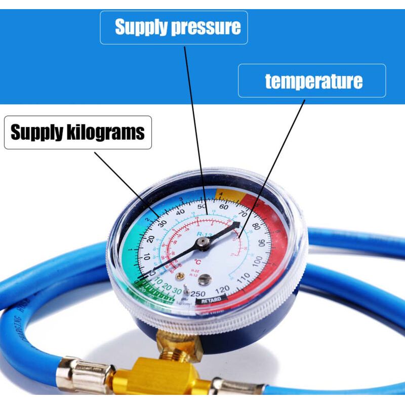 Manometer Für Kfz- Und Wohngebäude-klimaanlagen, Kältemitteldruckmanometer Für Klimaanlagen, Kältemitteldruckmanometer Und Kältemittelschläuche Mit Manometer