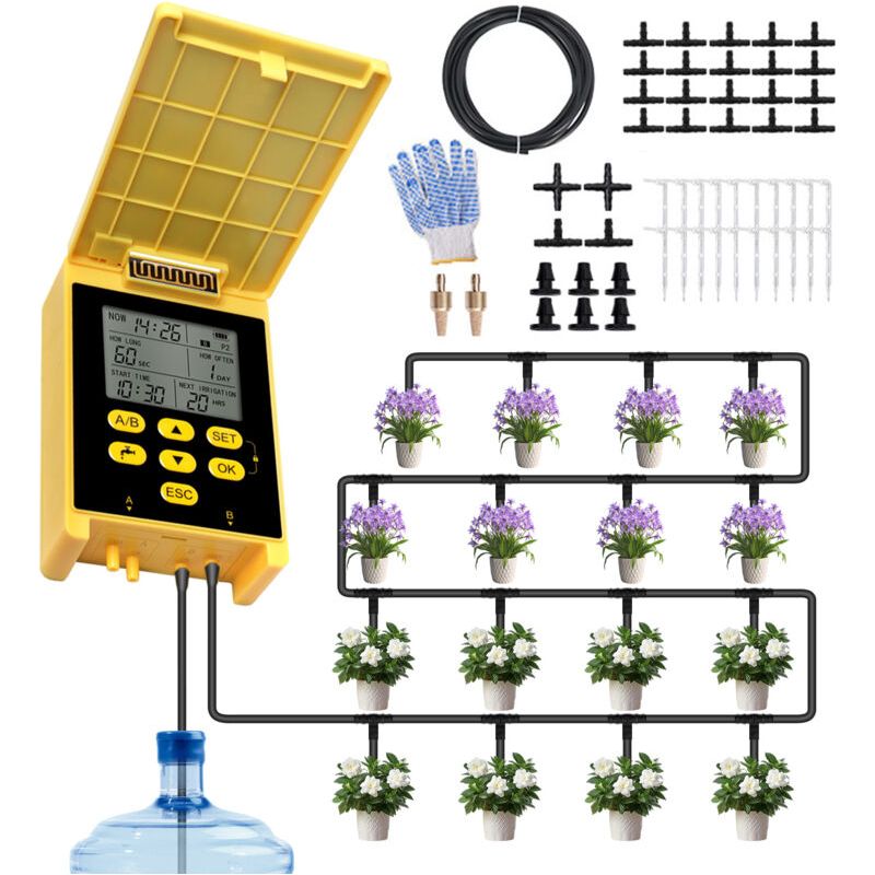 Dieses Automatisierte Solarbewässerungssystem Ist Mit Zwei Wasserpumpen, Einem Sieb Und Einem Tropfbewässerungsset Ausgestattet Und Eignet Sich Für 20 Pflanzen Mit Einer Bewässerungsdistanz Von 15 Met