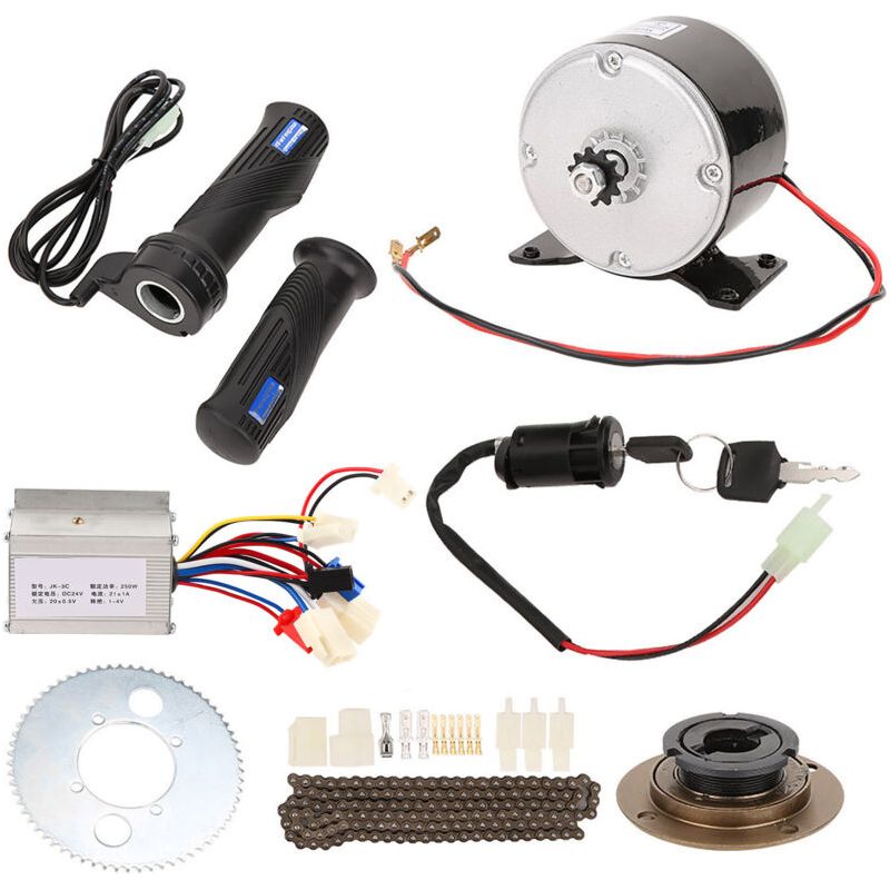 Hochgeschwindigkeits-fahrradumbausatz, 9-teilig, 24v 250w Elektrofahrrad-controller, Bürstenmotor, Kurbelgarnitur Mit Gasgriff (für Fahrräder).