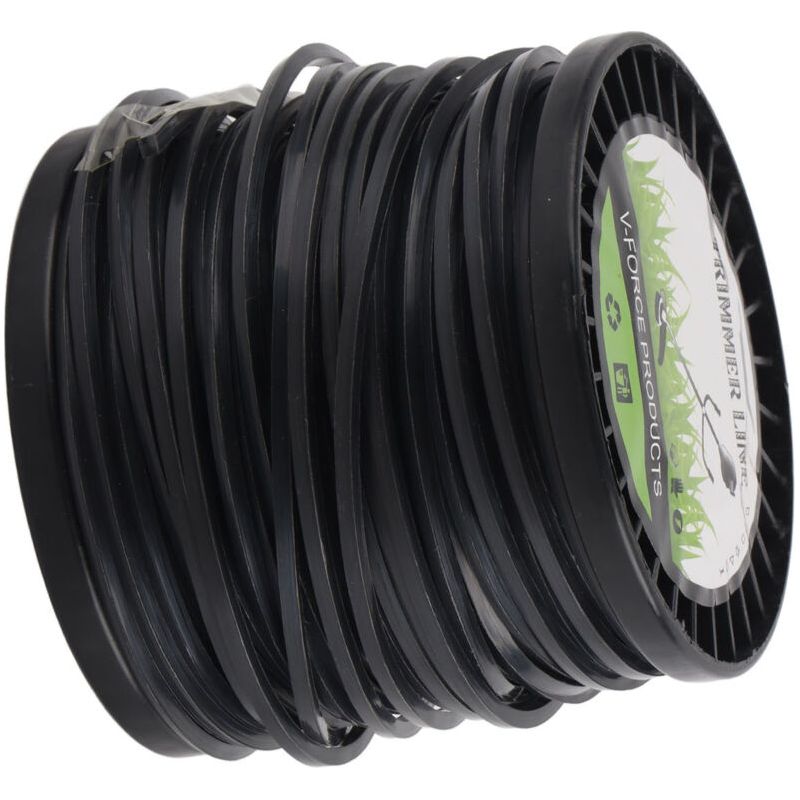 Robuster 3,3 Mm Schneidfaden, Leise, Schwarz, Quadratisch, Geeignet Für Die Meisten Trimmer, 50 Meter.