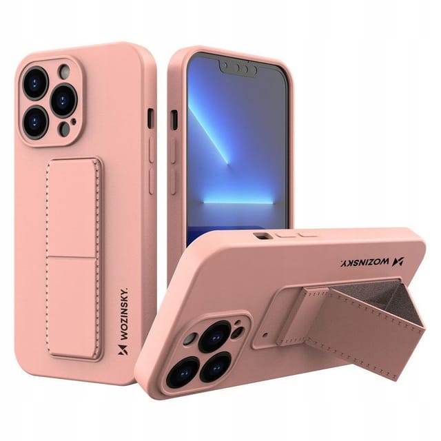Wozinsky Kickstand Case Silicone Case with Stand iPhone 13 Pro Max Pink