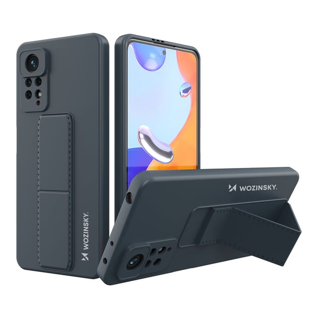 Wozinsky Kickstand Case Silicone Case with Stand Case for Xiaomi Redmi Note 11 Pro Navy Blue