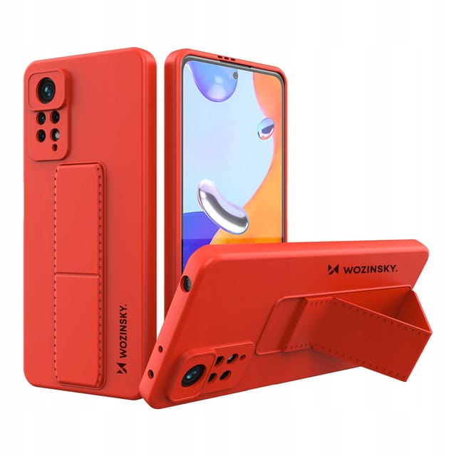 Wozinsky Kickstand Case Silicone Case with Stand Case for Xiaomi Redmi Note 11 Pro Red