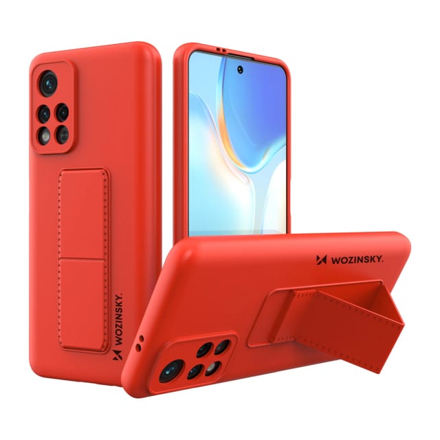Wozinsky Kickstand Case Silicone Case with Stand Case for Xiaomi Poco M4 Pro 5G Red