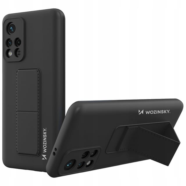 Wozinsky Kickstand Case Silicone Case with Stand Case for Xiaomi Redmi Note 11S / Note 11 Black