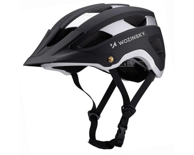 Wozinsky MTB Bicycle Helmet with Detachable Visor Light 57-62 cm - Black and Silver