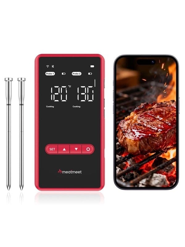 Metapen X Pro Kitchen Thermometer with Bluetooth/WiFi App for Smoker Oven Grill - Black