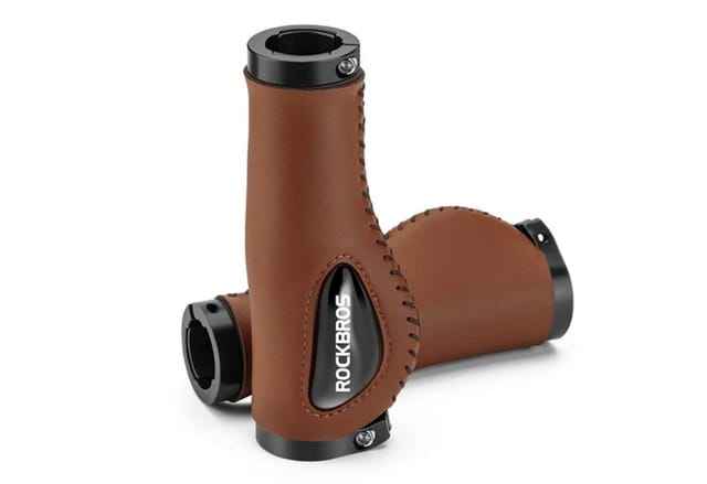 Rockbros 40720001002 leather bicycle grips - brown