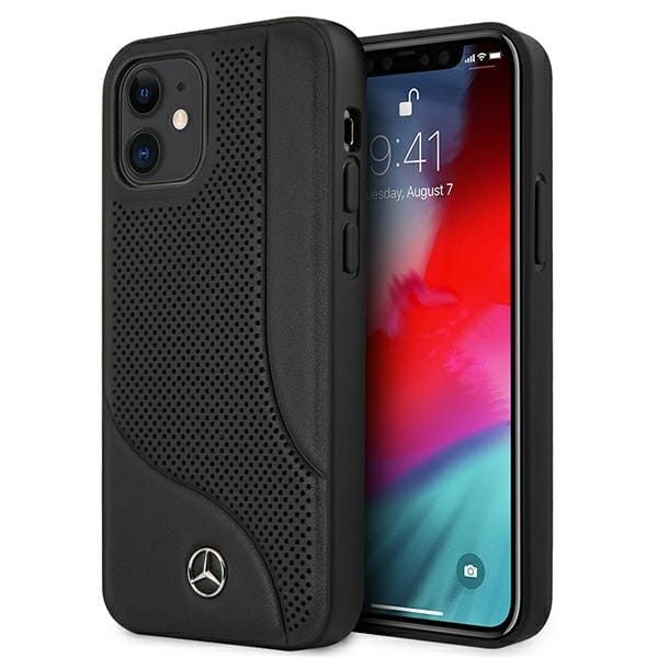Mercedes Leather Perforated Area Case for iPhone 12 mini - Black