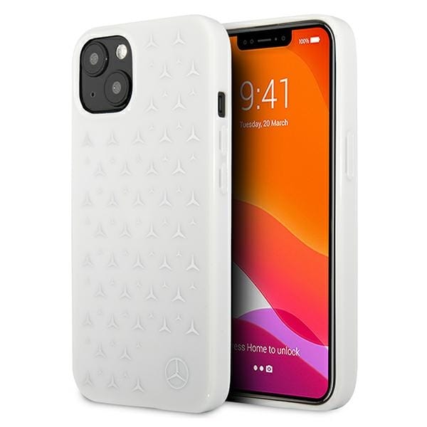 Mercedes Silver Stars Pattern iPhone 13 Case - White