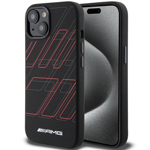 Mercedes AMG Silicone Large Rhombuses Pattern MagSafe Case for iPhone 15 / 14 / 13 - Black