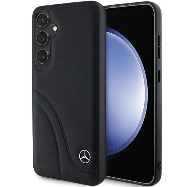 Mercedes Leather Curved Stitches Case for Samsung Galaxy S24 - Black
