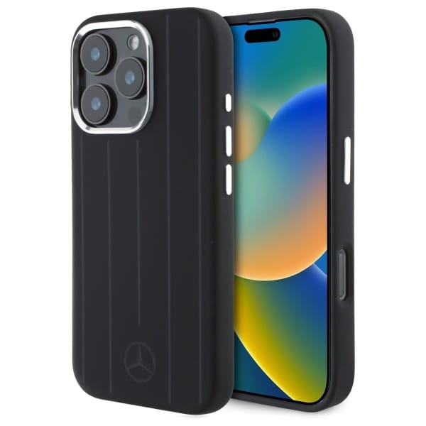 Mercedes MEHMP16L23SUVSK iPhone 16 Pro 6.3" Black/Black Hardcase Silicone Vertical Tonal Stripes MagSafe