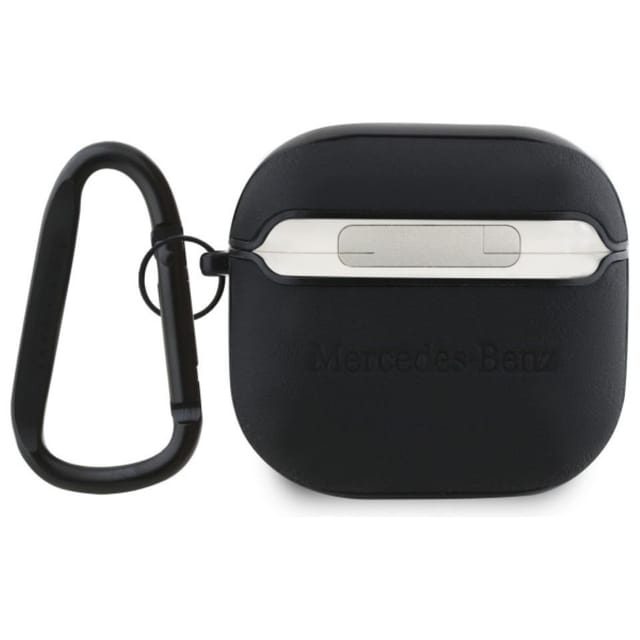 Mercedes Leather Metal Logo Case for AirPods 4 - Black
