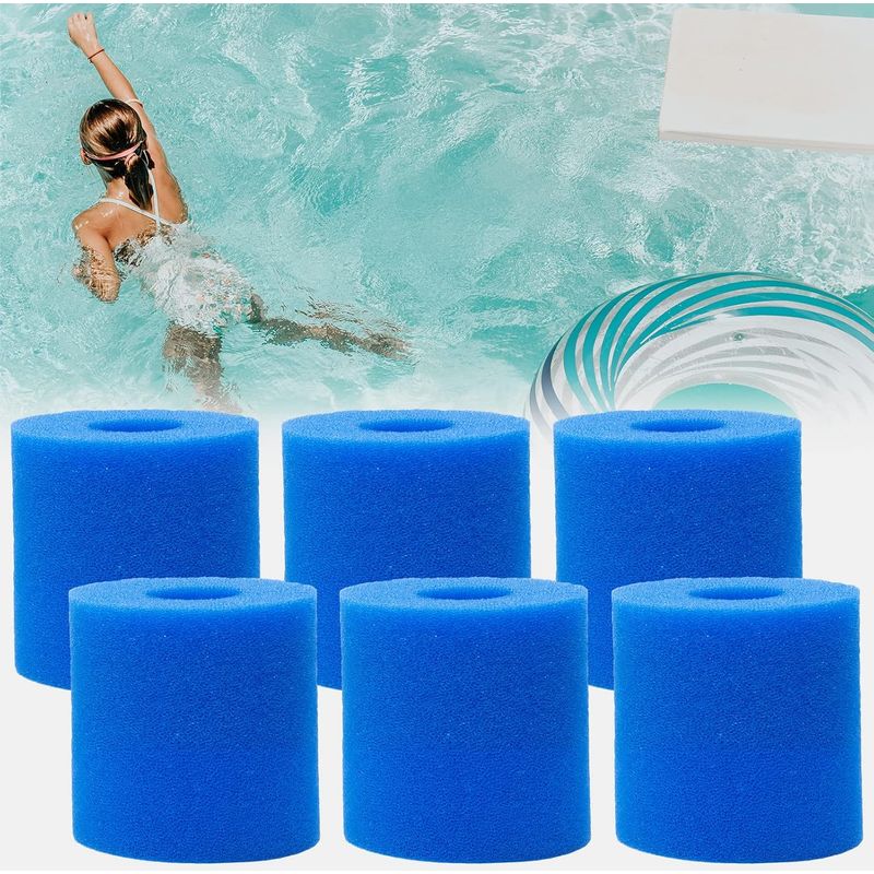 Filterkartuschen, Schwammfilter, Poolfilter, Filterschwamm, Schaumstoff, Waschbar, Wiederverwendbar, Schaumstoff-schwammkartusche, Poolfilterschwamm (6 Stück)