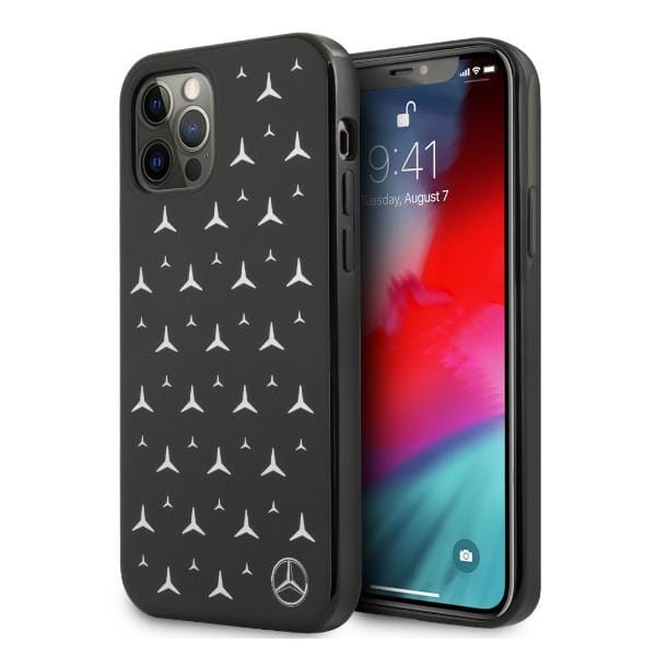 Mercedes Silver Stars Pattern Case for iPhone 12 Pro Max - Black