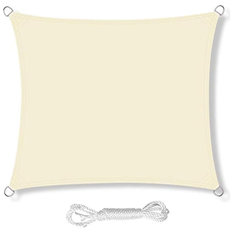 Quadratisches Sonnensegel (3 M X 3 M), Wasserdicht, Für Garten, Terrasse, Partys, Pavillon, 98 % Uv-schutz, Inklusive Seil, Cremeweiß