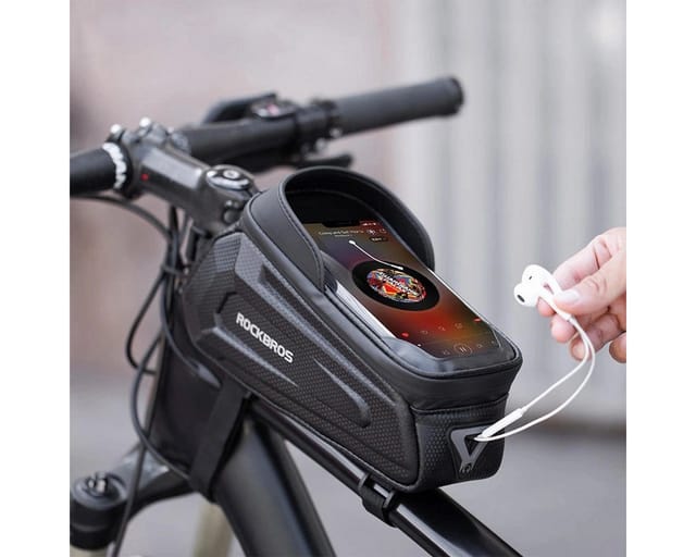 Rockbros B68-1 frame-mounted bicycle bag with phone pocket - 1.7L - Black