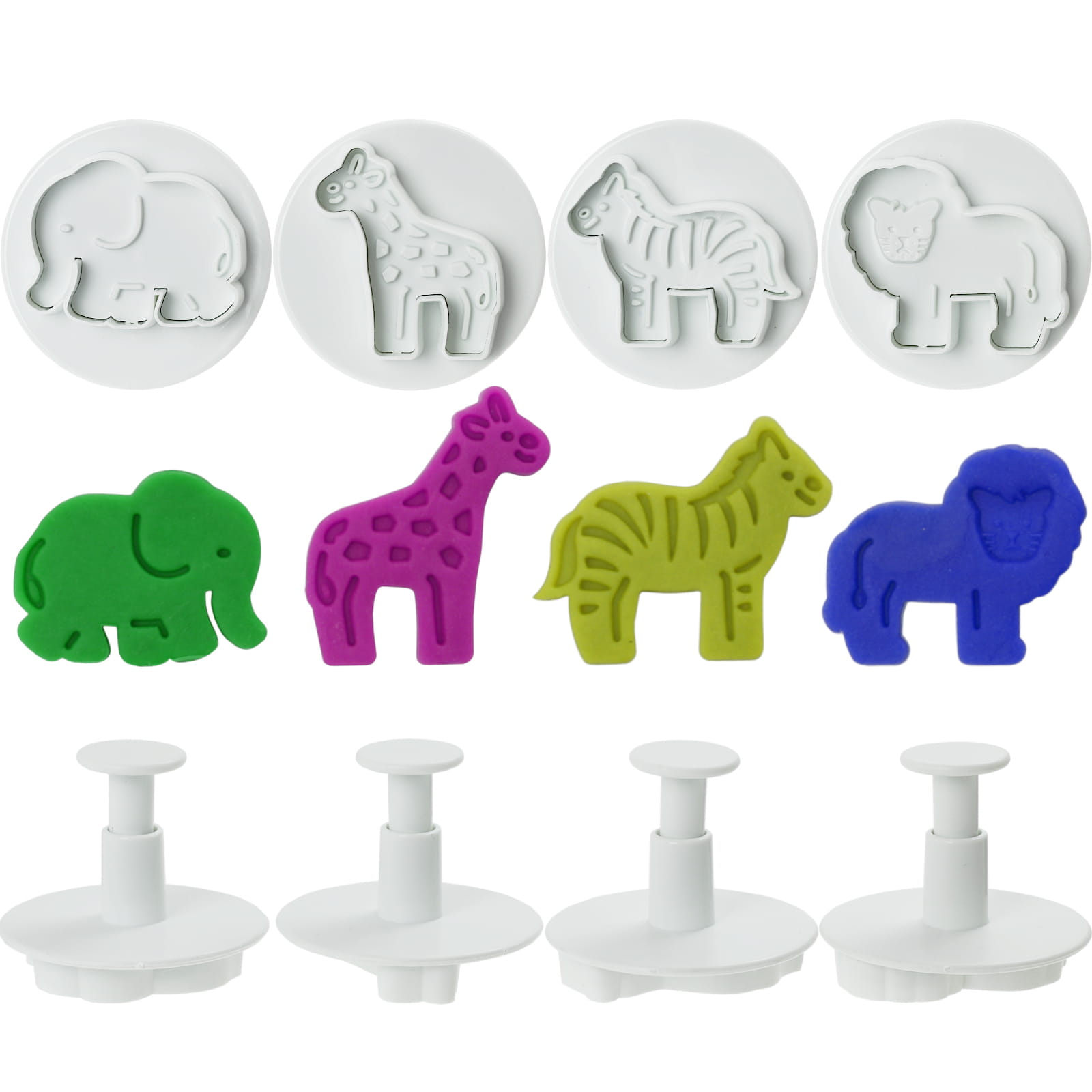 Form-, Gieß- Und Extrusionsausstecher Mit Kolben Tiere 4 Stück.