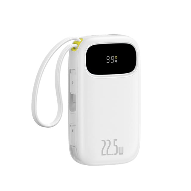 Baseus EnerFill FC31 10000mAh 22.5W Power Bank with Digital Display with 2 Built-in Cables - White Powerbank (Akku) - Weiß - 10000 mAh