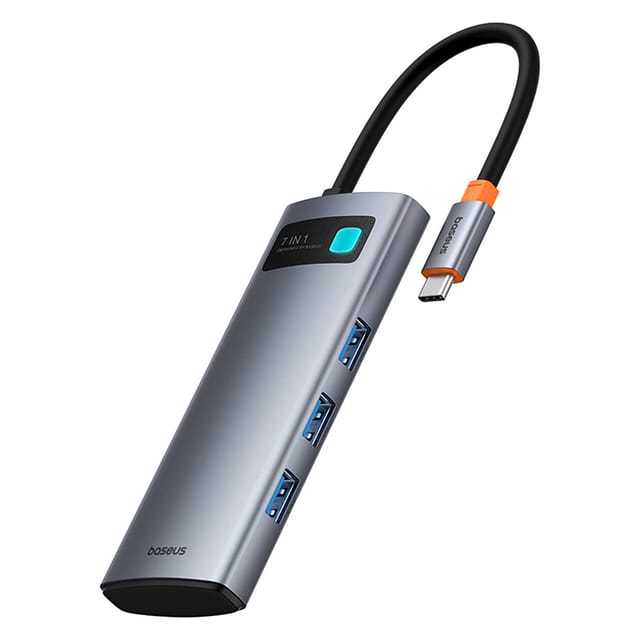 Baseus Metal Gleam 7in1 HDMI 4K 60Hz USB-C Hub / 3x USB 3.0 / USB-C PD / SD / microSD - Gray USB-Hubs