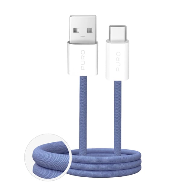 Puro Fabrik 2.0 10W USB-A - USB-C Braided Cable 1.5 m - Blue