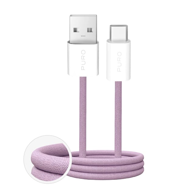Puro Fabrik 2.0 10W USB-A - USB-C Braided Cable 1.5 m - Pink
