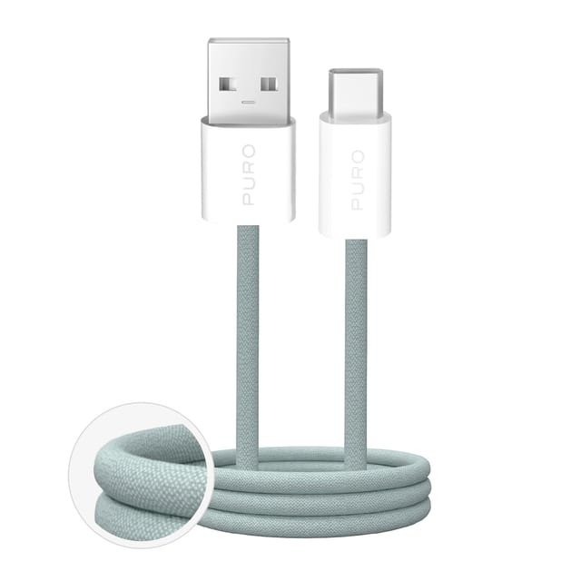Puro Fabrik 2.0 10W USB-A - USB-C Braided Cable 1.5 m - Green