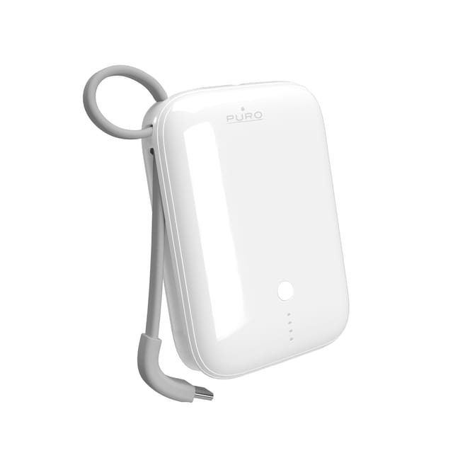 Puro Power Link 10 Plus 10000 mAh powerbank with built-in USB-C cable - white Powerbank (Akku) - Weiß - 10000 mAh