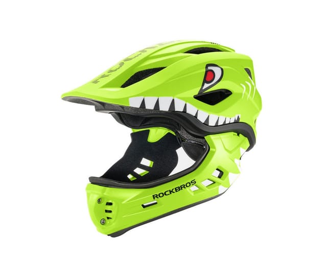 Rockbros TT-32003 Shark Children's Bike Helmet with Detachable Jaw Size S (48-52) - Green