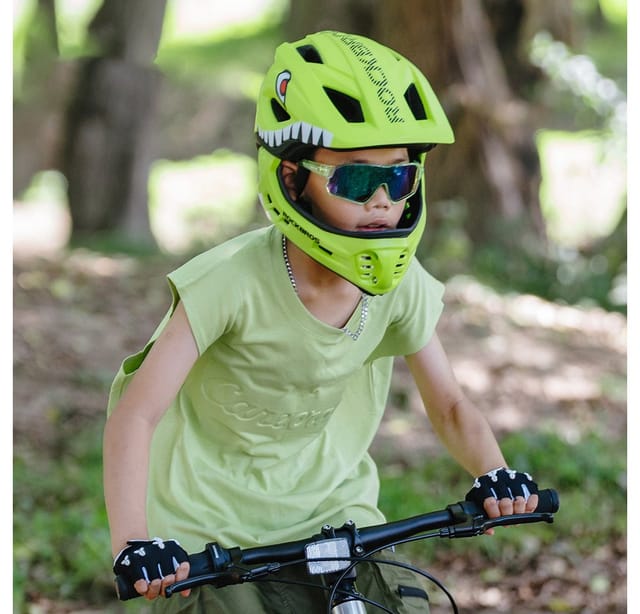 Rockbros TT-32004 Shark Children's Bike Helmet with Detachable Jaw Size M (54-58) - Green