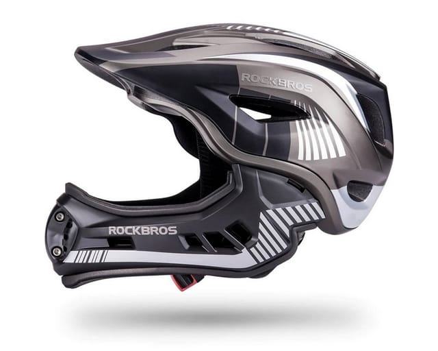 Rockbros TT-32SBTG-S children's bicycle helmet with removable chinbar size S - gray