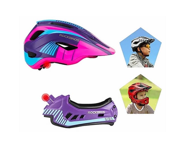 Rockbros TT-32SBPP-S children's bicycle helmet with detachable chinbar size S - purple-pink