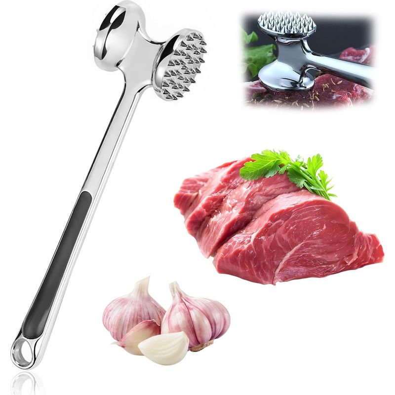 Set Mit 2 Teilen: Fleischhammer, Steakhammer, Doppelseitiger Fleischhammer, Mit Rutschfestem Griff, Geeignet Für Fleisch, Steaks Usw.
