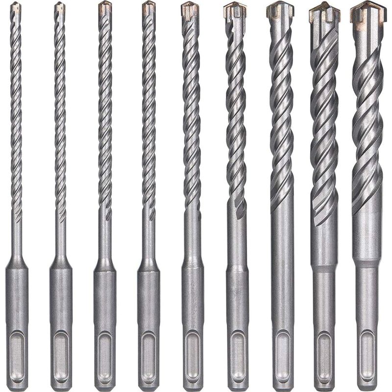 Betonbohrer, Fliesenbohrer-set (9-teilig, 5 Mm, 16 X 160 Mm), Sds-plus-schlagbohrer, Kreuznutbohrer