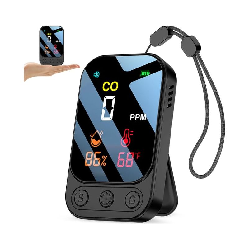 Wiederaufladbarer Kohlenmonoxidmelder, Tragbarer 3-in-1-co-alarm (temperatur, Luftfeuchtigkeit), Für Zuhause, Camping Und Wohnwagen