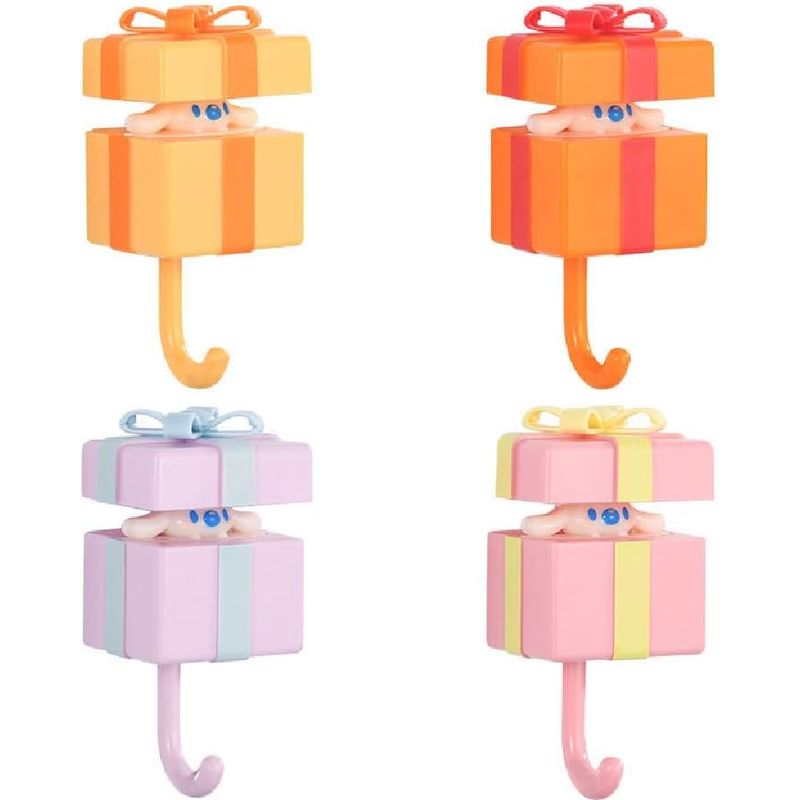 Set Mit 4 Starken, Rückstandsfrei Klebenden Haken Im Katzenmotiv, Für Mäntel, Taschen, Schlüssel, Praktische Wohndekoration (je 1 Haken In Jeder Farbe)