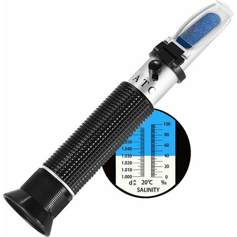 Bravix Salinité Réfractomètre, Salinité Outil De Mesure Pour L'Eau De Mer Aquarium Tank, Marine Du Marché, Double Échelle (1,0 À 1,070 S.g/0-100ppt Sel)